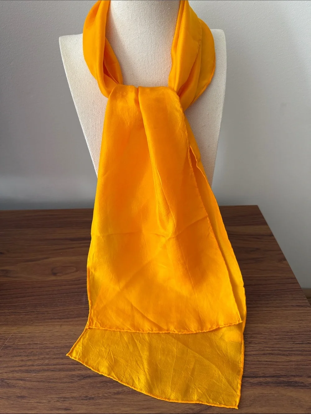 Silk Oblong Scarf in Bright Yellow.